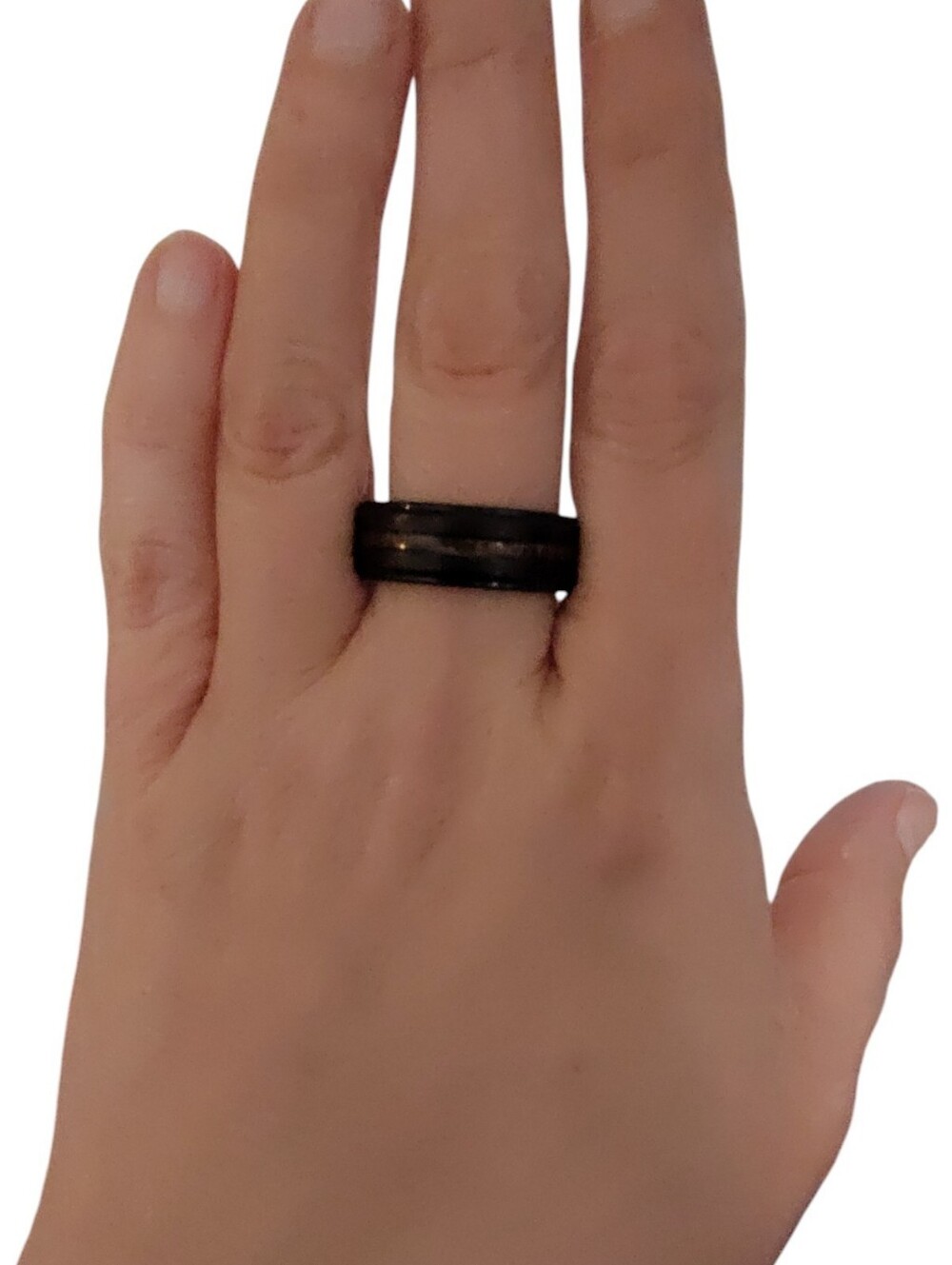 King Will Men’s Black Tungsten Carbide Wood Look Inlay Ring – Size 11